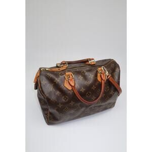 Vintage Louis Vuitton Leather Monogram Speedy Boston Hand Bag Brown